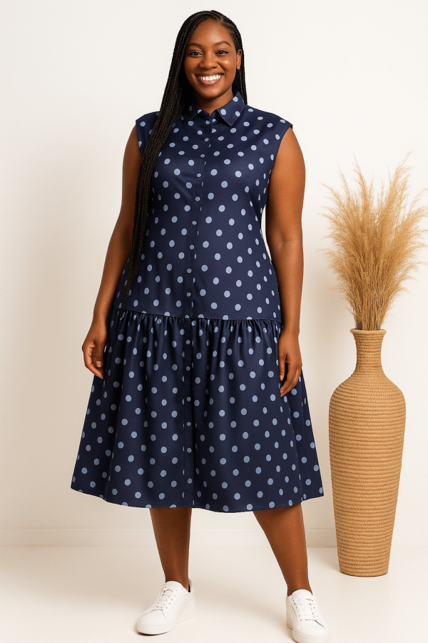 Polka Dot Silk Sleeveless Dress