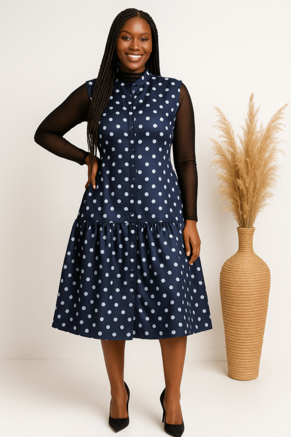 Polka Dot Silk Sleeveless Dress