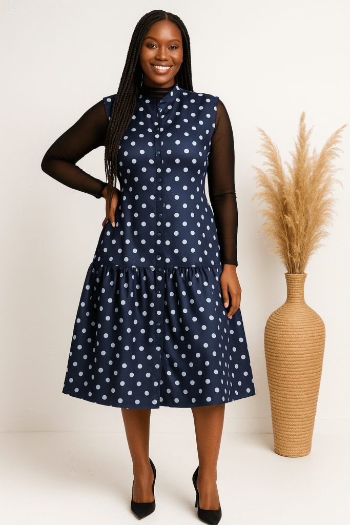 Polka Dot Silk Sleeveless Dress