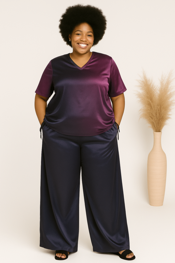 Adaomah ready to wear silk two-piece pants set for women