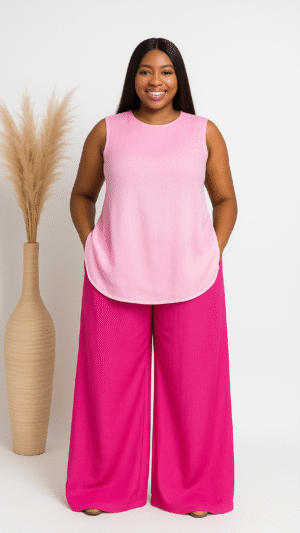 Chic ready to wear Pink two-piece pants set for women – Shop Adaomah, available in all sizes
