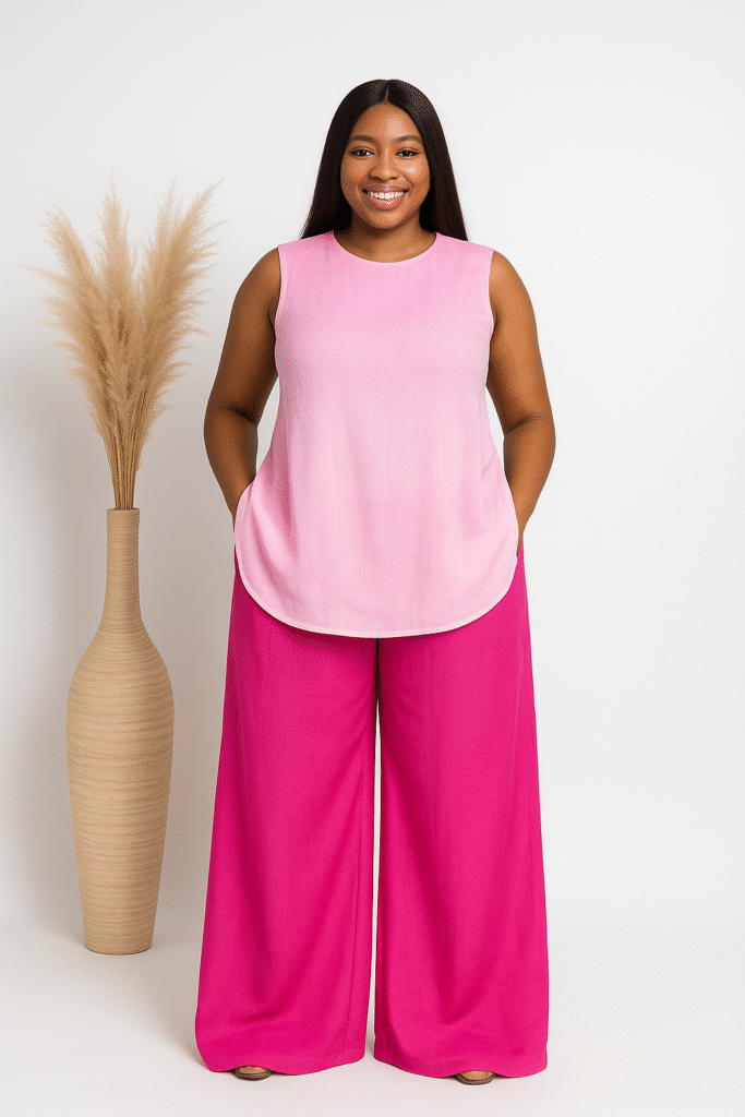 Chic ready to wear Pink two-piece pants set for women – Shop Adaomah, available in all sizes