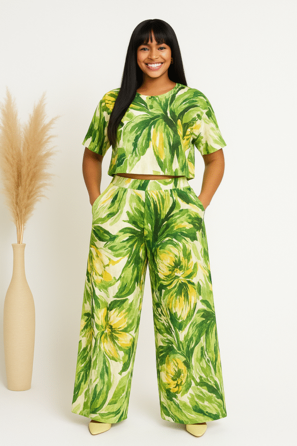 Adaomah ready to wear floral two-piece pants set for women