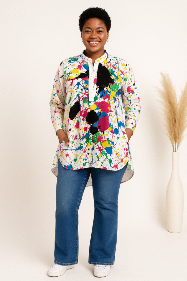 Adaomah Abstract High-Low Tunic Shirt