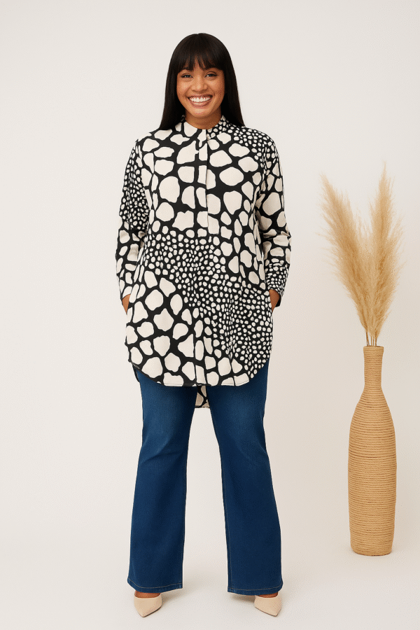 Adaomah Abstract High-Low Tunic Shirt