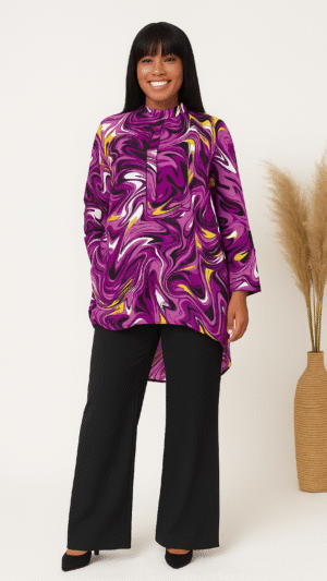 Adaomah Abstract High-Low Tunic Shirt
