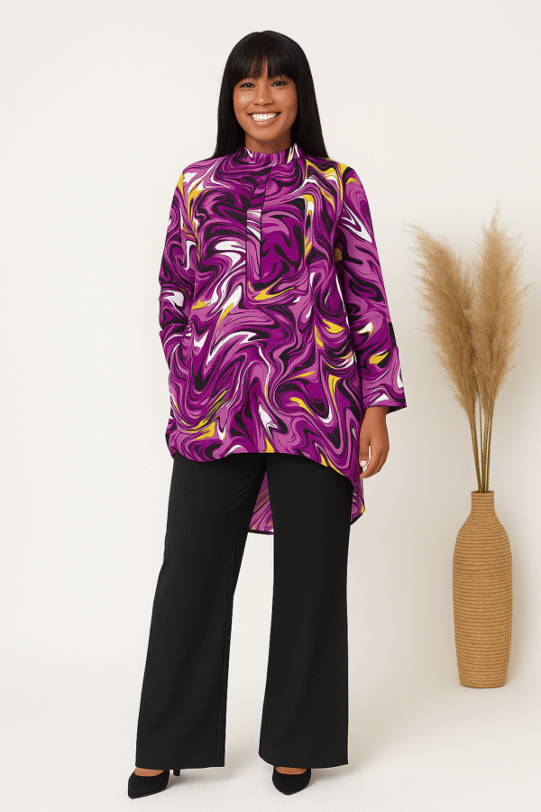Adaomah Abstract High-Low Tunic Shirt