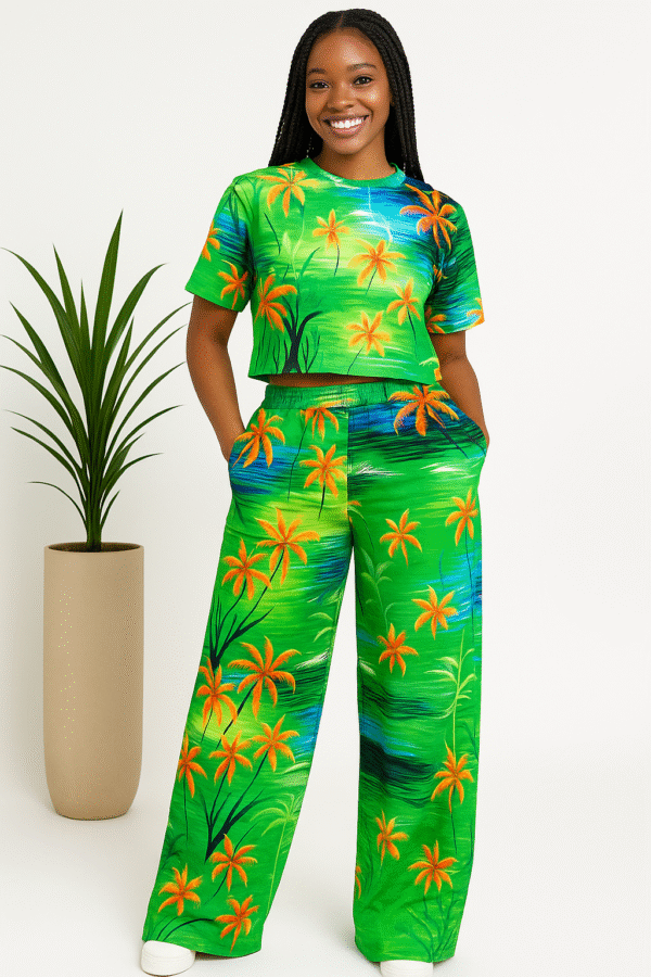 Tropical palazzo Two-Piece Set