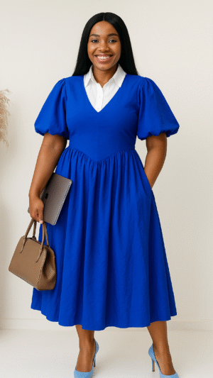 Midi Dress with faux Corset Waist