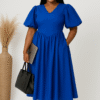 Midi Dress with faux Corset Waist