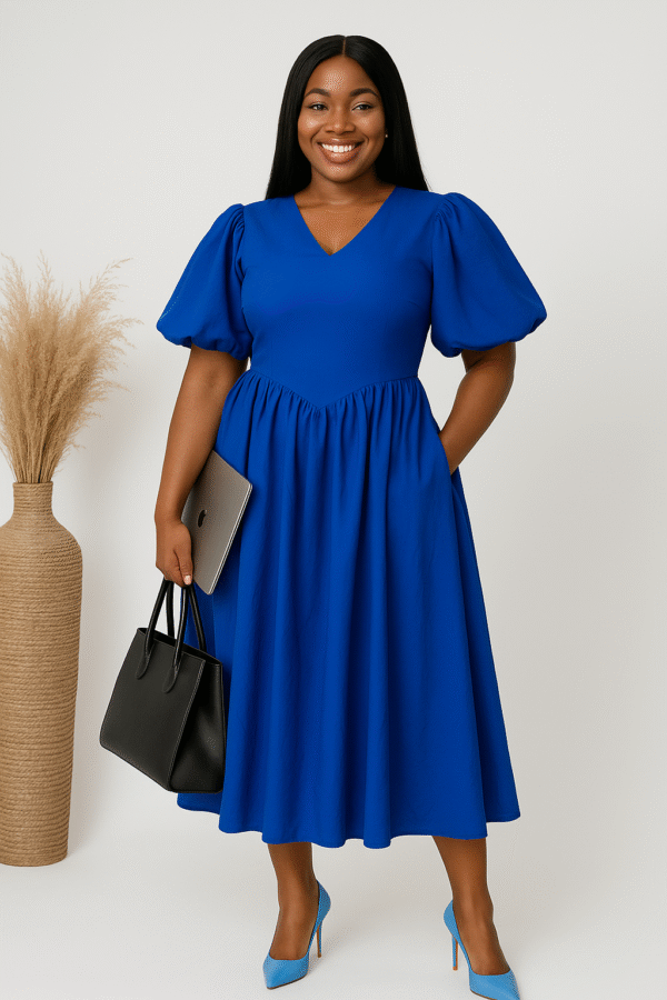 Midi Dress with faux Corset Waist