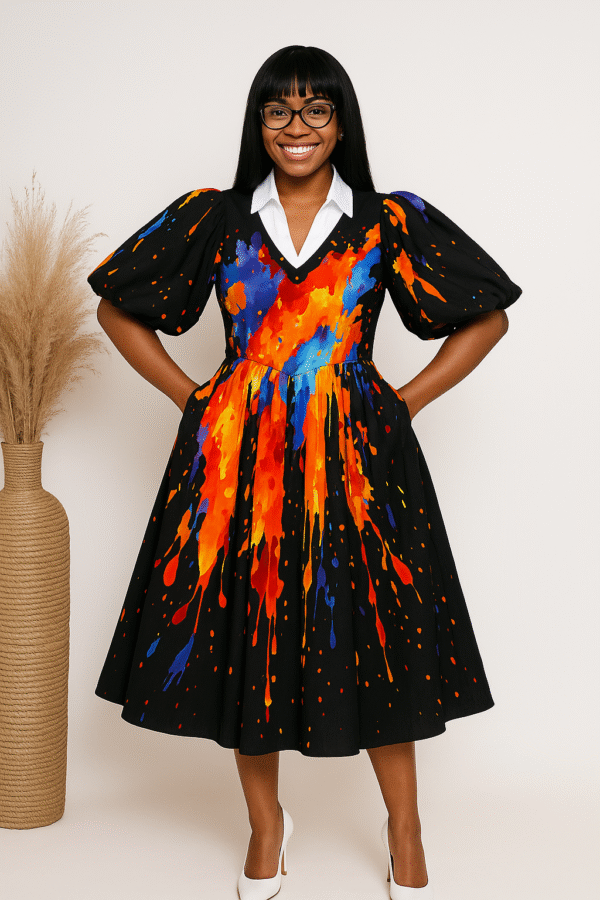 Midi Dress with faux Corset Waist