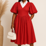 Midi Dress with faux Corset Waist