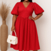 Midi Dress with faux Corset Waist