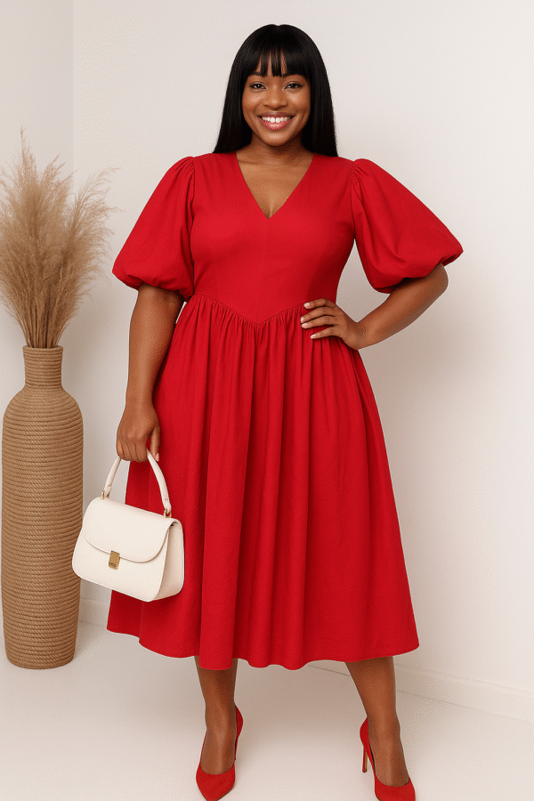 Midi Dress with faux Corset Waist