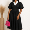 Midi Dress with faux Corset Waist