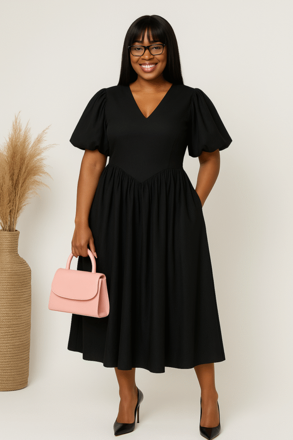 Midi Dress with faux Corset Waist
