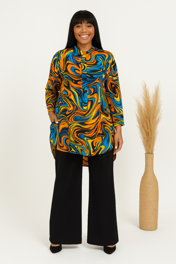 Adaomah Abstract High-Low Tunic Shirt